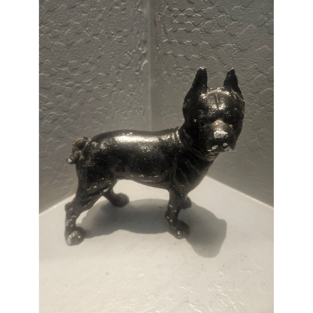 Vintage Cast Iron Boston Terrier Door Stop Decorative Pet Statue